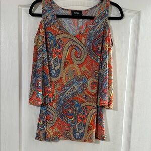 MSK Orange Cold Shouldwe 3/4 Sleeve Blouse